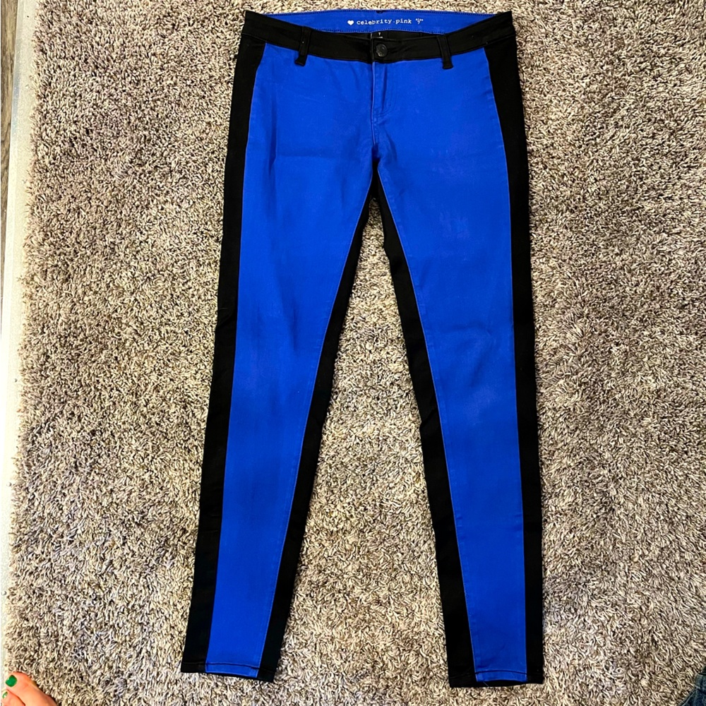 Celebrity Pink Royal Blue and Black Skinny Jeans Juniors Size 7